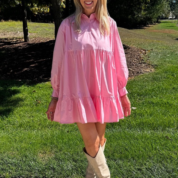 Pink Ruffled Mini Dress - Picture 1 of 2